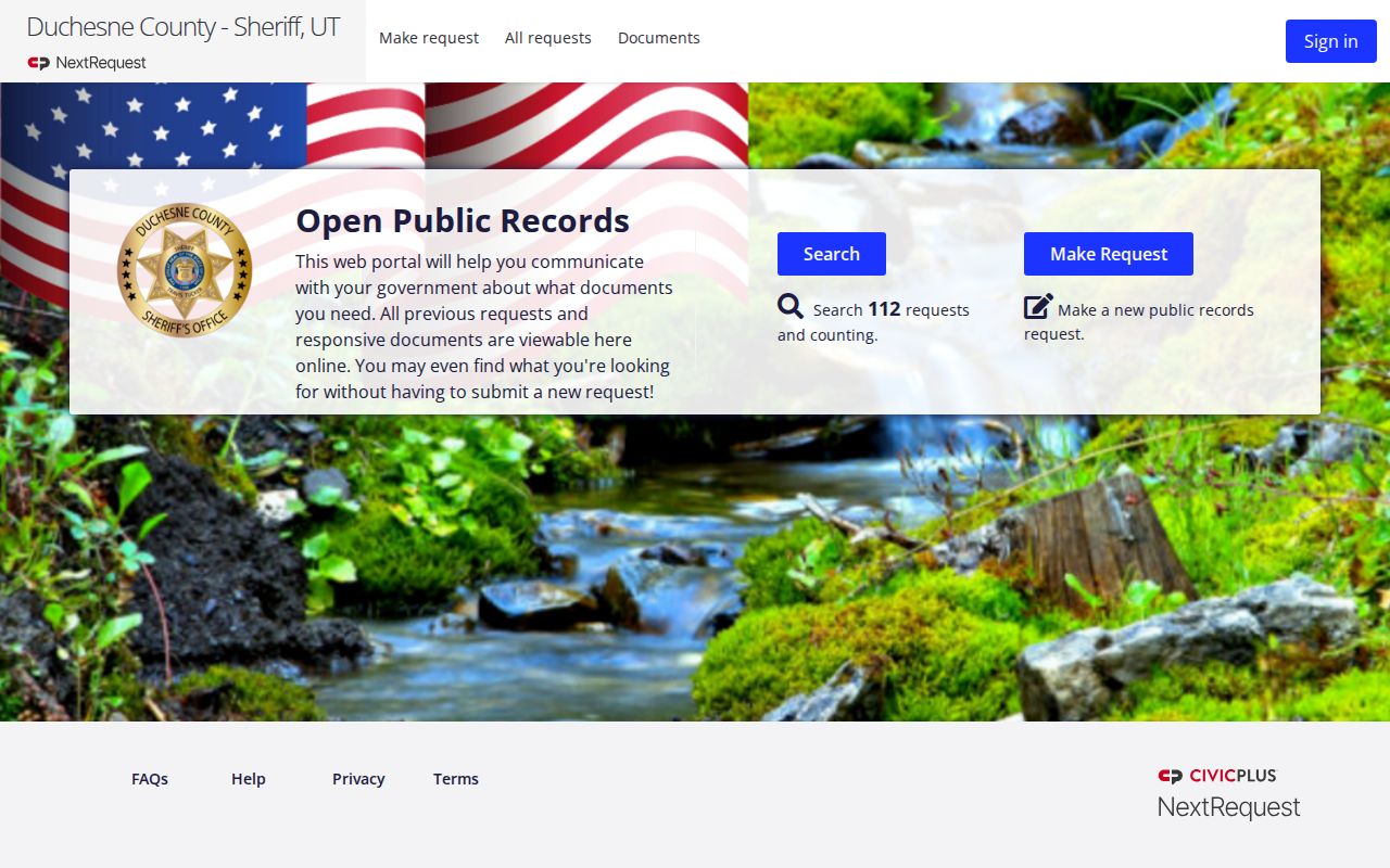 Duchesne County Jail release records request portal