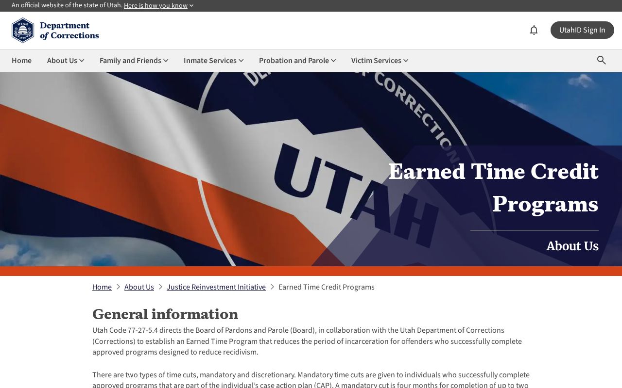 Utah earned-time rules affecting a Duchesne County projected release date